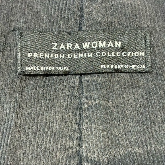 Zara Women’s Gray Corduroy Overalls Jumpsuit Wide Leg Button Straps Small - Picture 8 of 10